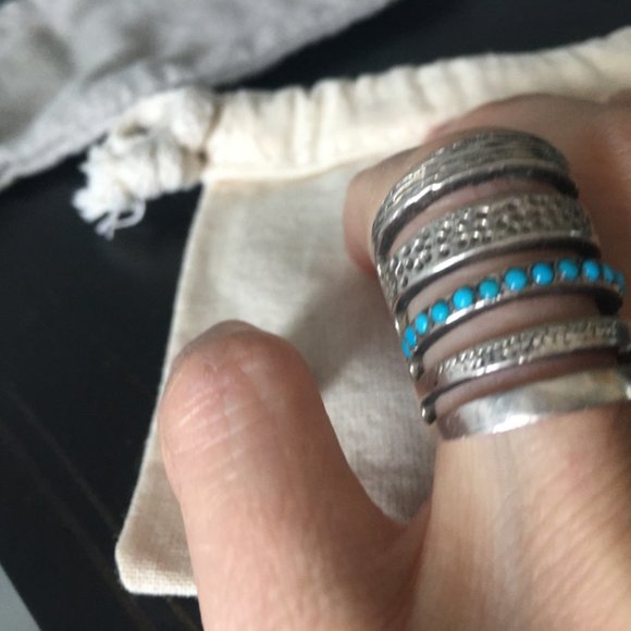 Pamela love ring sterling silver with tourquoise inlay - Picture 9 of 13